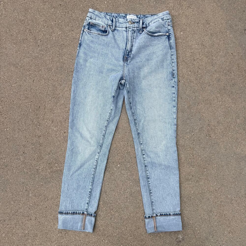 Good American 8/29 Good Classic Cuffed Light Blue Jeans Stretch GCLC384T-1703